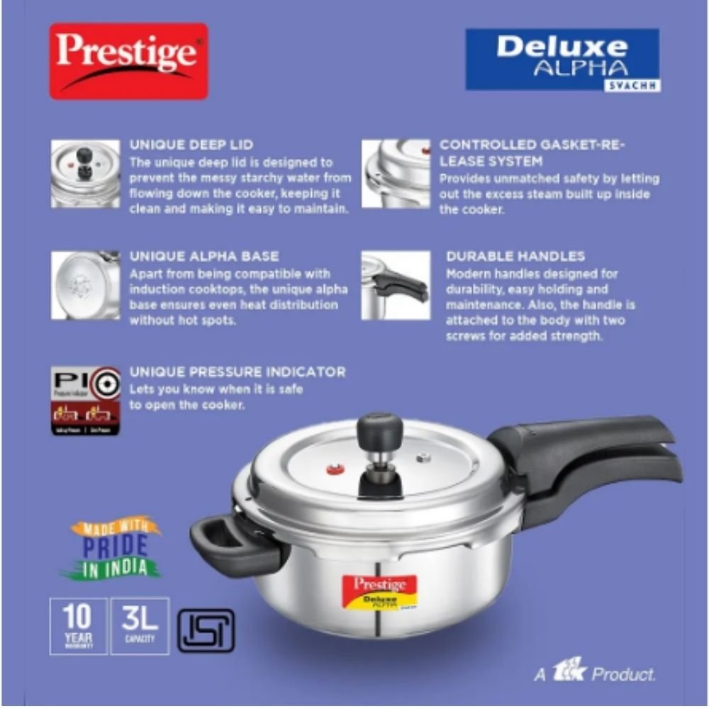 Hawkins Hevibase IH80 8-Litre Induction Pressure Cooker, Small, Silver 