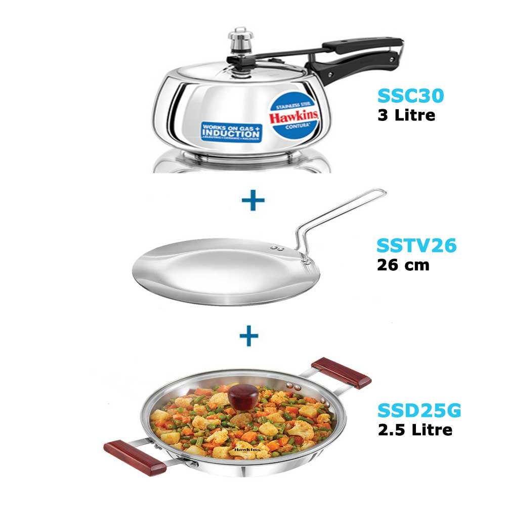 Triply Stainless Steel Pressure Pan Cooker, 2L & 3L