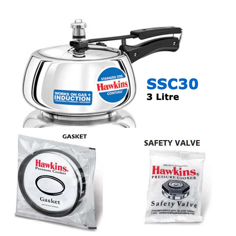 Hawkins 3 Liters Stainless Steel 3 Liters Pressure Cooker HSS3W